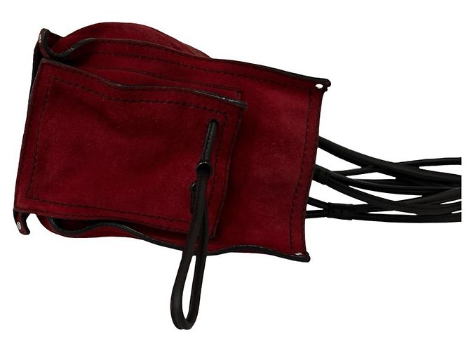 Borsa Tote in pelle scamosciata con logo ricamato Loewe Marrone Rosso - vista 6