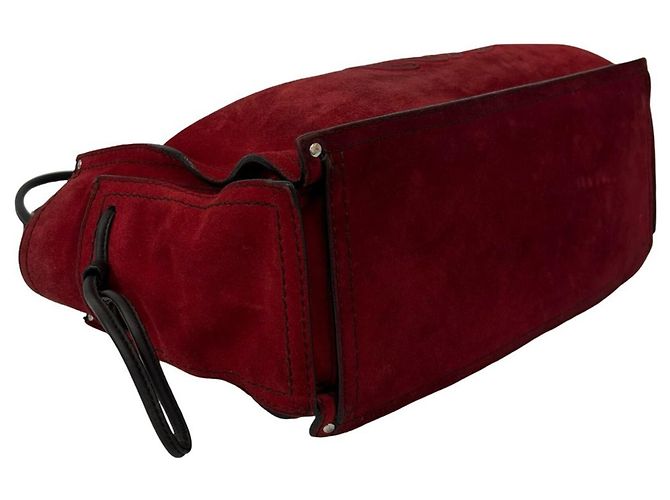 Borsa Tote in pelle scamosciata con logo ricamato Loewe Marrone Rosso - vista 7