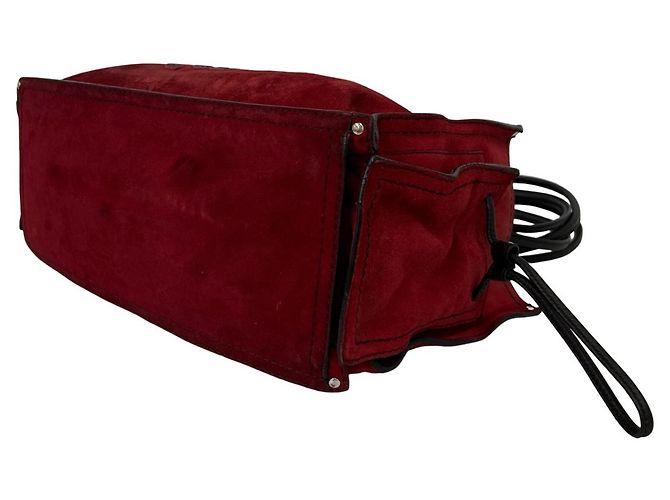 Borsa Tote in pelle scamosciata con logo ricamato Loewe Marrone Rosso - vista 8