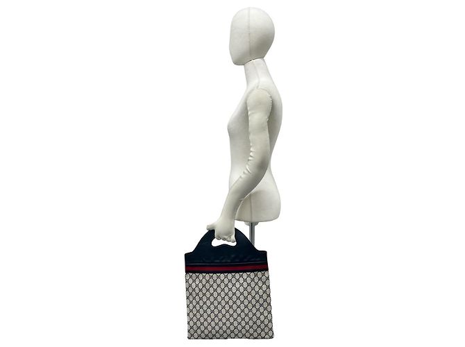 Gucci Vintage Sherry Line Lederhandtasche Rot Marineblau - Ansicht 2
