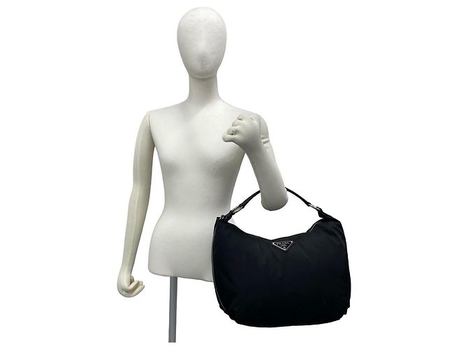 Sac Tote Prada avec logo triangle en métal Noir - vue 2