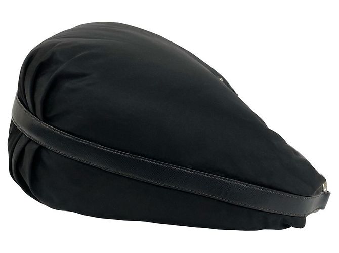 Sac Tote Prada avec logo triangle en métal Noir - vue 6