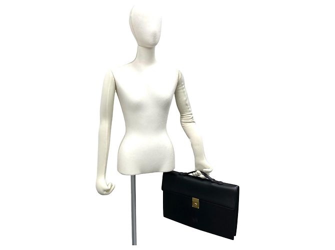 Mala de negócios em pele com relevo Anagram Loewe Preto - vista 2