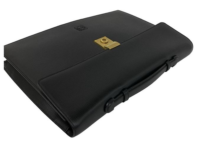 Mala de negócios em pele com relevo Anagram Loewe Preto - vista 4