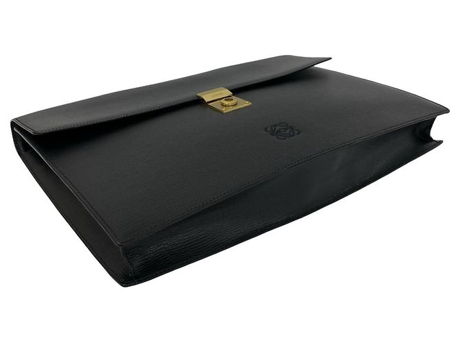 Mala de negócios em pele com relevo Anagram Loewe Preto - vista 7