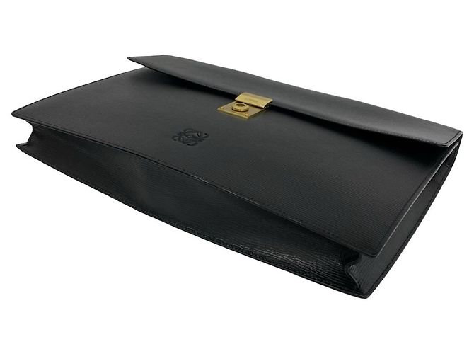 Mala de negócios em pele com relevo Anagram Loewe Preto - vista 8