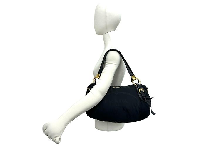Tote Sac cabas Prada en Tessuto Pocono avec logo métallique Noir - vue 2