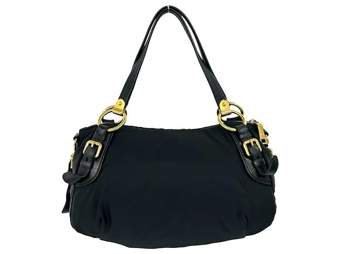 Tote Sac cabas Prada en Tessuto Pocono avec logo métallique Noir - vue 3