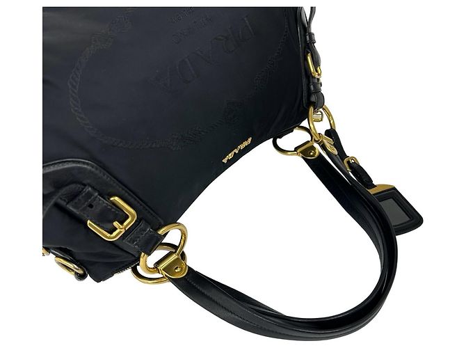 Tote Sac cabas Prada en Tessuto Pocono avec logo métallique Noir - vue 4
