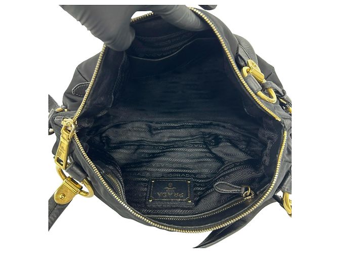 Tote Sac cabas Prada en Tessuto Pocono avec logo métallique Noir - vue 9