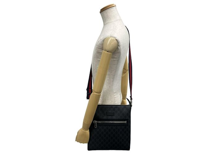 Borsa a tracolla in pelle GUCCI Sherry Line GG Supreme Logo Nero Rosso Blu navy - vista 2