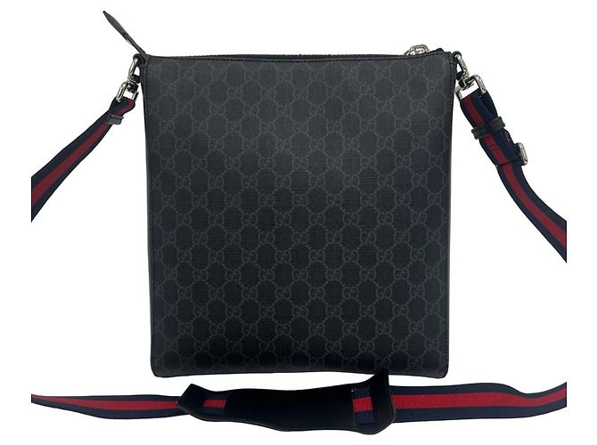 Borsa a tracolla in pelle GUCCI Sherry Line GG Supreme Logo Nero Rosso Blu navy - vista 3