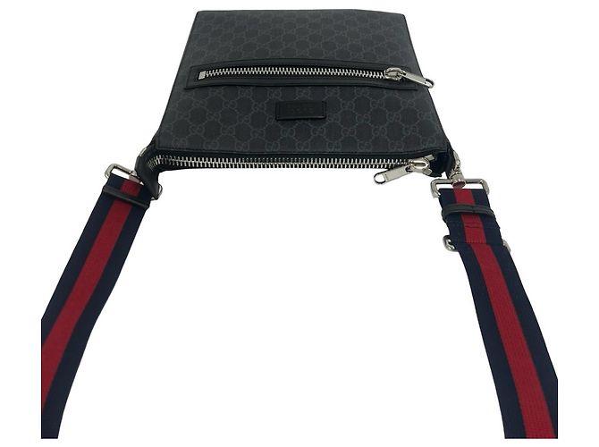 Borsa a tracolla in pelle GUCCI Sherry Line GG Supreme Logo Nero Rosso Blu navy - vista 4