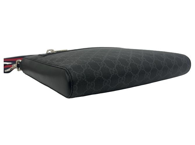 Borsa a tracolla in pelle GUCCI Sherry Line GG Supreme Logo Nero Rosso Blu navy - vista 7