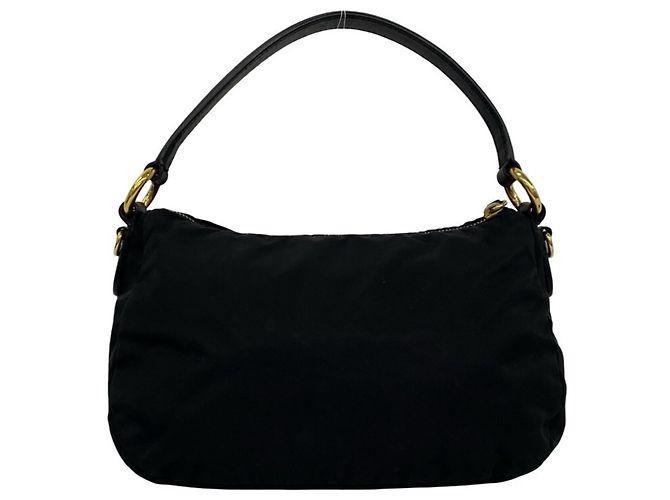 Prada Tessuto Pocono Nylon Leather Handbag Black - view 3