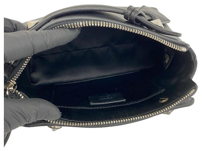 Borsa a tracolla in pelle con logo Fendi By The Way Nero - vista 9