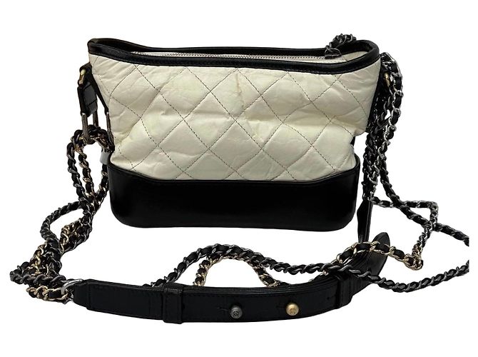 Borsa a tracolla Chanel Gabrielle in pelle matelassé bianca e nera Nero Beige - vista 2