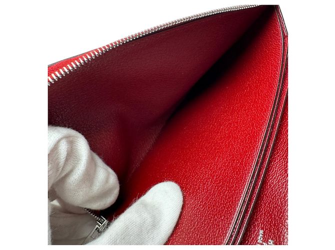 Hermès Tarjetero de piel roja Hermes - vista 8