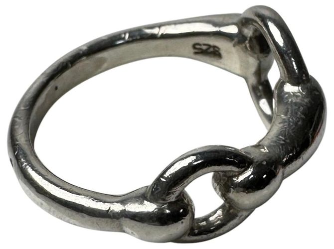 Ring Hermès Anel Faixa Horsebit em Prata Hermes - vista 2