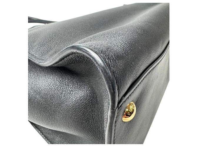 Prada Medium Soft Grain Leather Tote Bag Black - view 14