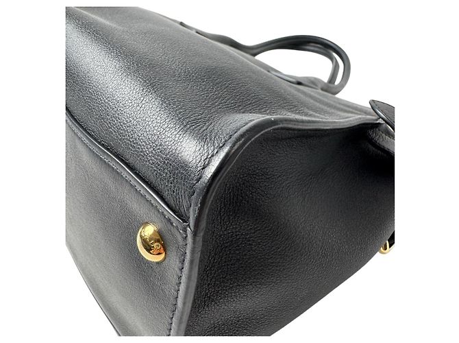 Prada Medium Soft Grain Leather Tote Bag Black - view 15