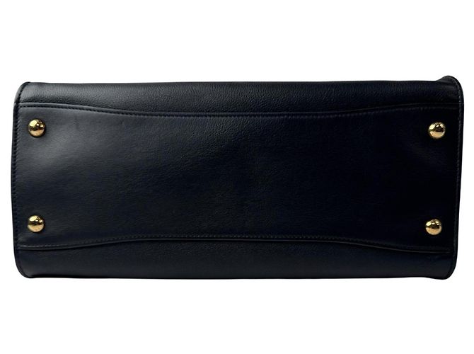 Prada Medium Soft Grain Leather Tote Bag Black - view 5