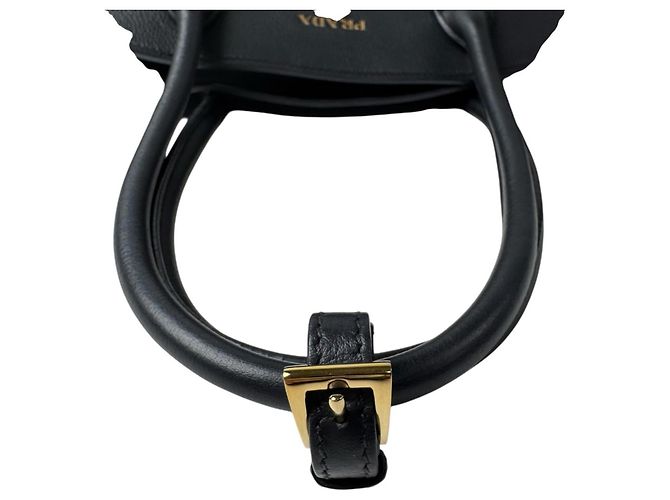 Prada Medium Soft Grain Leather Tote Bag Black - view 7