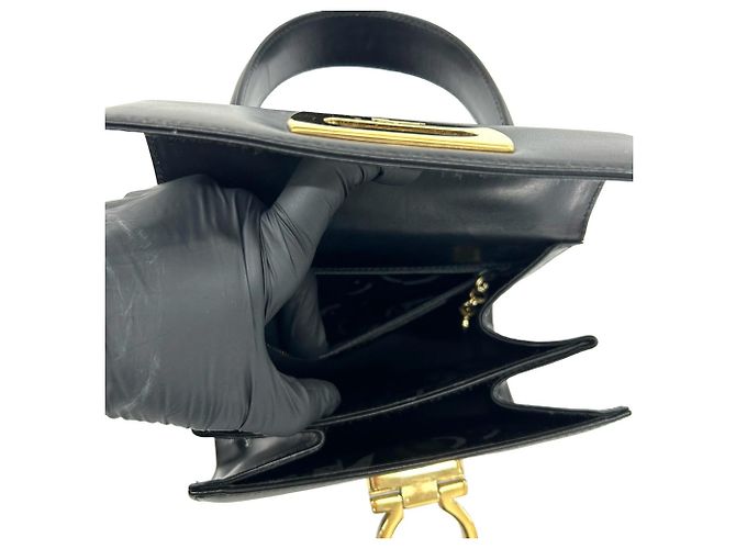 Borsa in pelle Salvatore Ferragamo con logo Gancini Nero - vista 10