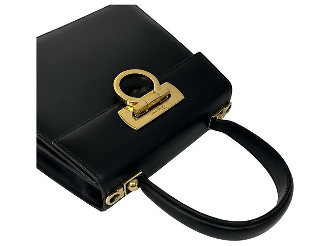 Borsa in pelle Salvatore Ferragamo con logo Gancini Nero - vista 4