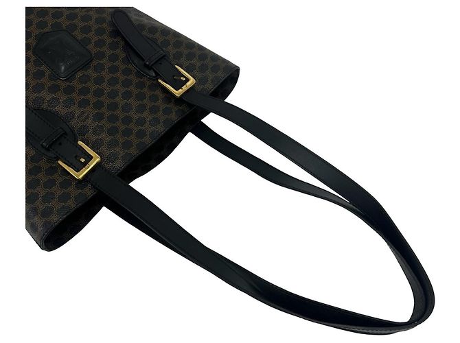 Céline CELINE Vintage Macadam Blazon Logo Pattern Ledertasche Tote Bag Braun Schwarz - Ansicht 4