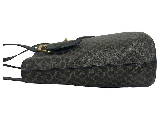 Céline CELINE Vintage Macadam Blazon Logo Pattern Ledertasche Tote Bag Braun Schwarz - Ansicht 5