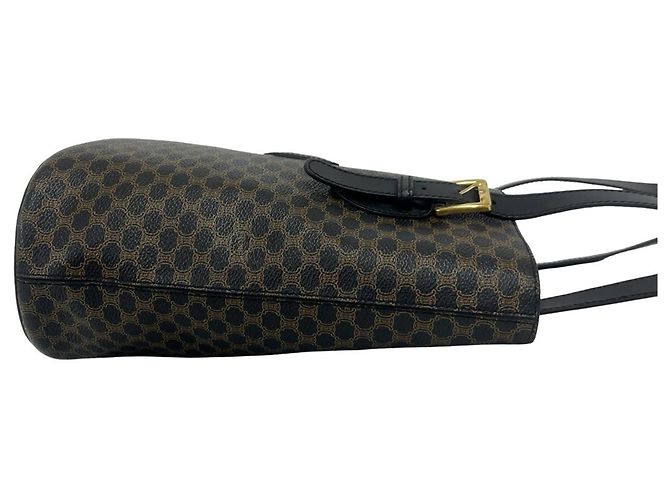 Céline CELINE Vintage Macadam Blazon Logo Pattern Ledertasche Tote Bag Braun Schwarz - Ansicht 6