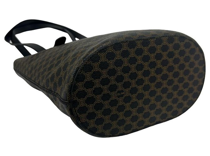 Céline CELINE Vintage Macadam Blazon Logo Pattern Ledertasche Tote Bag Braun Schwarz - Ansicht 7