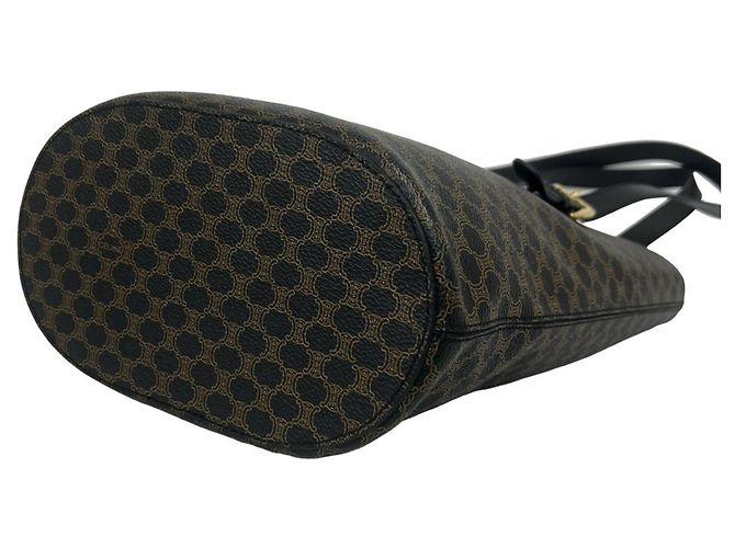 Céline CELINE Vintage Macadam Blazon Logo Pattern Ledertasche Tote Bag Braun Schwarz - Ansicht 8