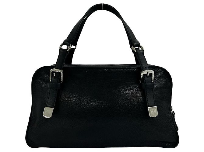 Borsa a mano in pelle borchiata Loewe Anagram Mini Boston Bag - Black Nero - vista 3