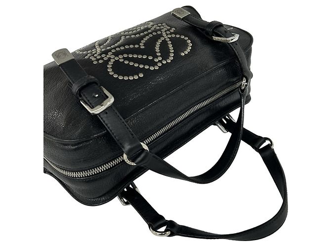 Borsa a mano in pelle borchiata Loewe Anagram Mini Boston Bag - Black Nero - vista 4