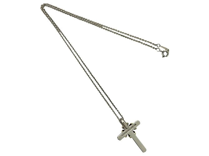 Autre Marque Collana Croce Tiffany Vintage Signature Argento D'oro - vista 6