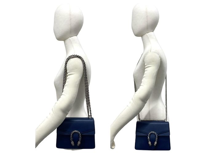 Borsa a tracolla Gucci Dionysus in pelle con catena Blu navy - vista 2