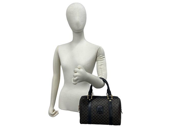 Céline Sac Mini Boston en cuir Celine Vintage Macadam Blazon Logo Pattern Noir - vue 2