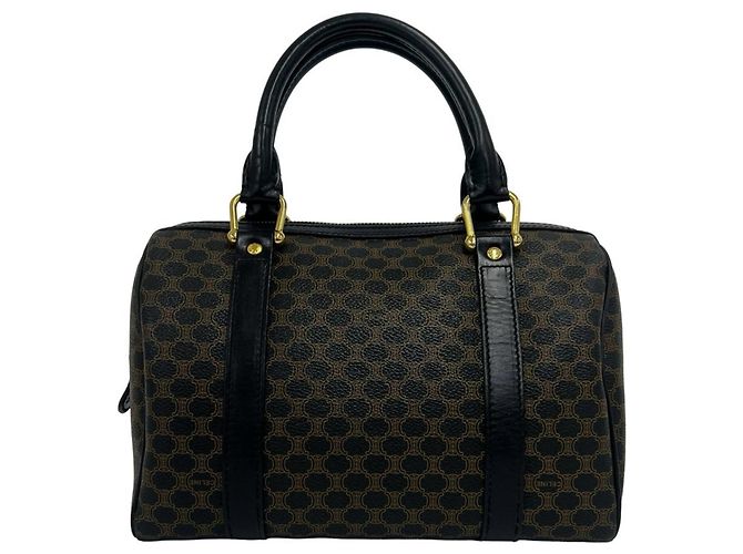 Céline Sac Mini Boston en cuir Celine Vintage Macadam Blazon Logo Pattern Noir - vue 3