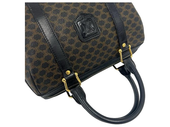 Céline Sac Mini Boston en cuir Celine Vintage Macadam Blazon Logo Pattern Noir - vue 4