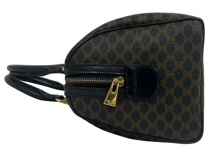 Céline Sac Mini Boston en cuir Celine Vintage Macadam Blazon Logo Pattern Noir - vue 5