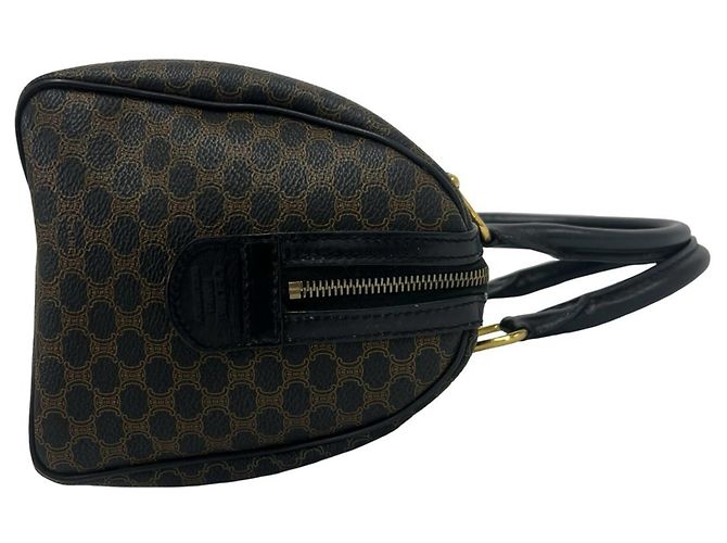 Céline Sac Mini Boston en cuir Celine Vintage Macadam Blazon Logo Pattern Noir - vue 6