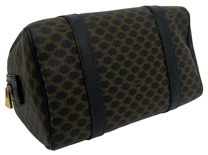 Céline Sac Mini Boston en cuir Celine Vintage Macadam Blazon Logo Pattern Noir - vue 7