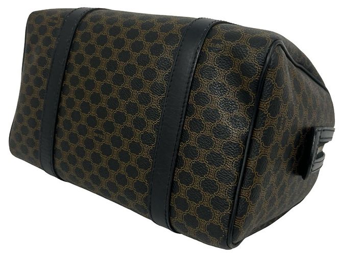 Céline Sac Mini Boston en cuir Celine Vintage Macadam Blazon Logo Pattern Noir - vue 8