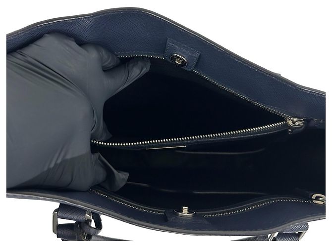 Bolso de mano Prada en cuero Saffiano Azul marino - vista 10
