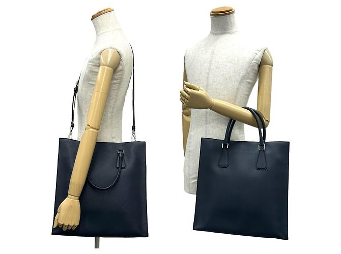 Bolso de mano Prada en cuero Saffiano Azul marino - vista 2