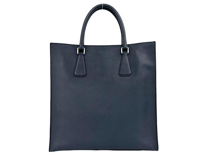 Bolso de mano Prada en cuero Saffiano Azul marino - vista 3