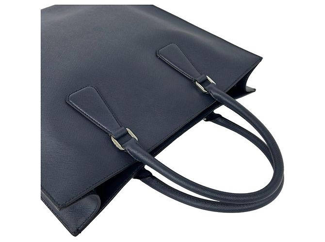 Bolso de mano Prada en cuero Saffiano Azul marino - vista 4