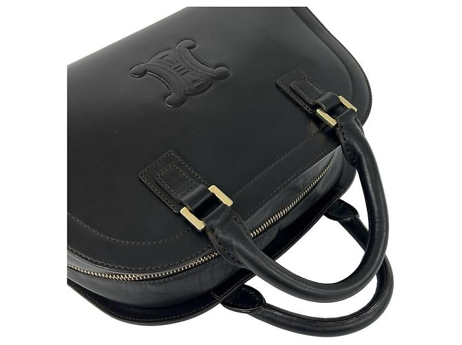 Céline CELINE Vintage Triomphe Logo Geprägte Leder Handtasche Braun - Ansicht 4